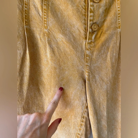 NWT YFB Pants Gold Acid Wash ButtonFly Elastic Waistband high rise pants size L - Picture 3 of 12